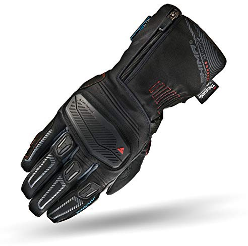 SHIMA INVERNO Guantes Moto Hombre Cuero Homologados Largo Termicos Motos Guante Ventilado Certificatos Con Protección Motorista Frio Protecciones Ventilación lluvia (Hombre, Negro, M)