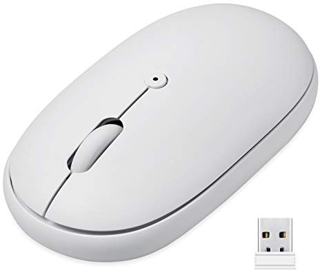 perixx PERIMICE-610W - Mouse portatile wireless con ricevitore Nano 2.4G, cover superiore intercambiabile, clic silenzioso per laptop, notebook, PC e Mac, bianco (11746-11779)