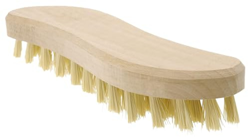 MIJOMA Cepillo de madera para suciedad fuerte, cepillo de limpieza ergonómico, cerdas naturales, cepillo de raíces en forma de S, 21 cm