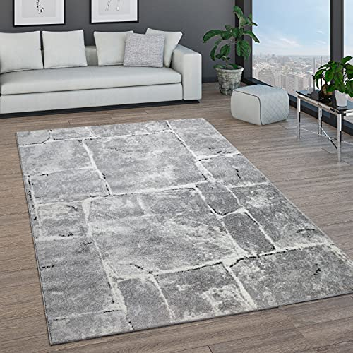 Paco Home Teppich Wohnzimmer Kurzflor Marokkanische Kreis Und Bordüren Muster Modern, Grösse:160x220 cm, Farbe:Grau 6