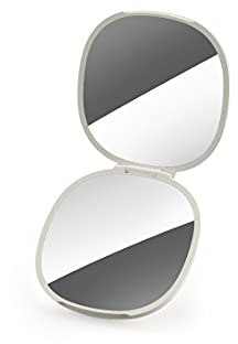 Joseph Joseph Viva 2-in-1 Kompakter, zusammenklappbarer, tragbarer Schminkspiegel mit 3-fachem Vergrößerungsspiegel – Beige