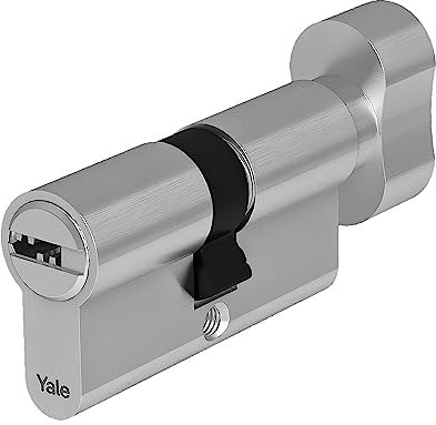 Yale Cilindro Europeo di alta sicurezza con pomolo per serratura YC104KD303004N1 Nichelato, 30/30mm, 4 Chiavi