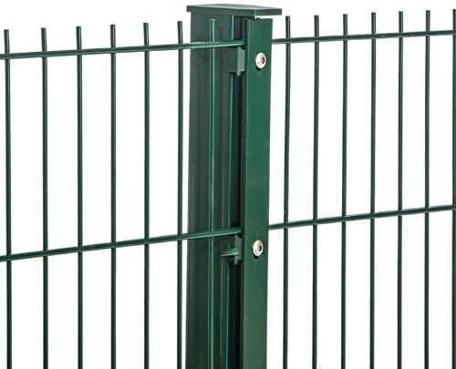 Doppelstabmattenzaun 656 | Komplett Set | Moosgrün | Zaun Set | Stabmattenzaun Pfosten mit Leiste 17.5-83 cm