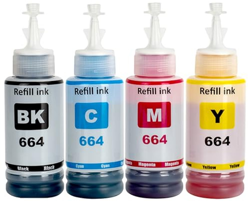 LAIPENG 664 Inchiostro Compatibile per ET-2500 ET-2550 ET-2600 ET-2650 ET- 3600 ET-4500 ET-4550 ET-14000 ET-15000 ET-16500 L100 L110 L200 L210 L350 L355 L365 L455 L550 L1300 Stampante (BK/C/M/Y)