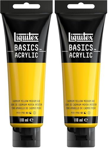 LIQUITEX Basics Acrylic Paint, Cadmium Yellow Medium Hue, 118 ml (Pack of 2)