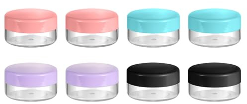 10 Gram 8 pcs Lip Balm Containers Small Plastic Containers Cosmetic Containers Sample Jars Cosmetic Jars Makeup Sample Containers for Lip Balms Lotion Powder Beauty Products