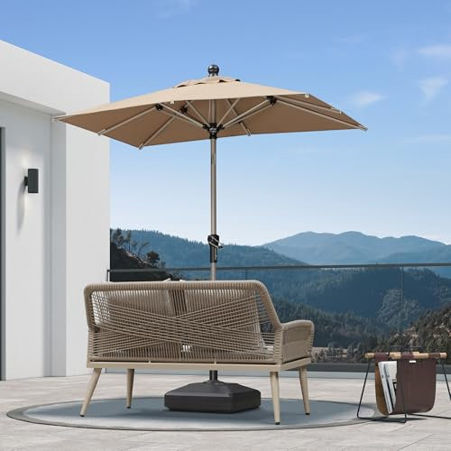 PURPLE LEAF Parasol de Jardin Extérieur Inclinable 1,2 x 1,8 m Rectangulaire avec Châssis en Aluminium Champagne, UPF 50+ pour Balcon, Terrasse, Patio, Piscine, Taupe