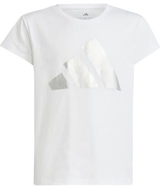 adidas Season Essentials Glam T-Shirt pour Fille, Blanc/Silvmt, 7-8 Ans