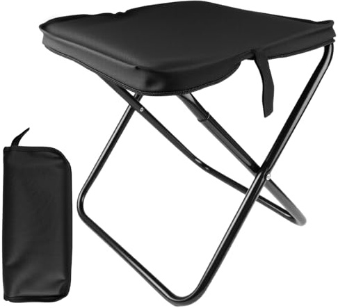 Sgabello Da Campeggio, 31CM Mini Sgabello Pieghevole Portatile, Mini Sedia Pieghevole Campeggio, Portatile Leggero Sedia Pieghevole, per Viaggi Escursionismo Barbecue Pesca Giardino Spiaggia (Nero)