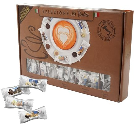 HELLMA Italian Selection - 200 Stk. italienische Süßigkeiten einzeln - Mix 5 Sorten - Vorrats-Box - für Hotel, Café