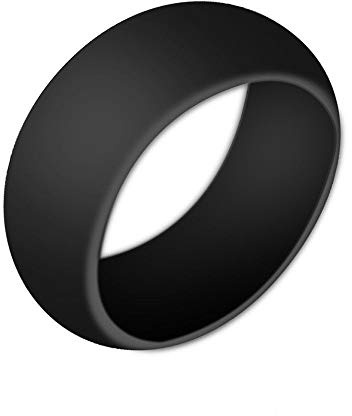 Boolavard Silicone Wedding Ring for Men and Women Affordable Silicone Rubber Band, 7 Pack, 5 Pack & Singles - White, Grey, Silver, Blue (Black, 10-19.80mm)