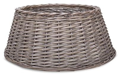 Natural Wicker Christmas Tree Skirt Xmas Stand Cover Xmas Decoration Basket (L)