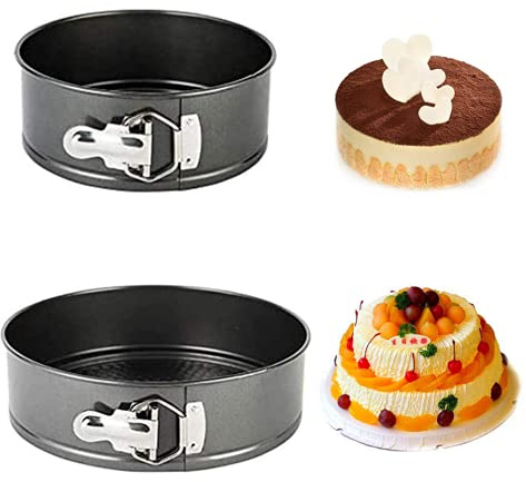 Set di 2 Tortiera Apribile Fondo, Antiaderenti e a Prova di Perdite Torta Stampi, 2 pezzi (4/7) Teglia per Torta/Formaggio a Molla