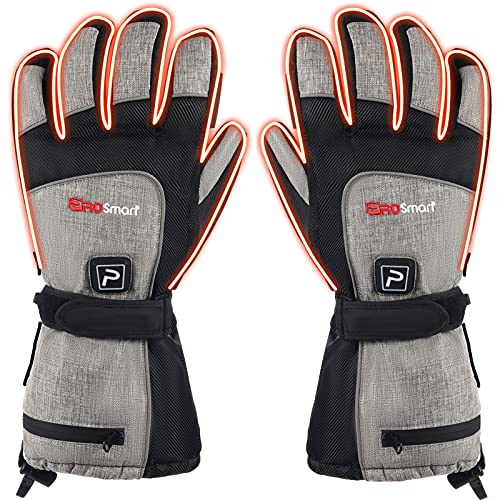 PROSmart Beheizte Handschuhe Wiederaufladbar Elektrischer Heizhandschuh - Thermo-Wärmehandschuh mit 4400mAh Akku für Herren Damen Outdoor Skifahren Kalter Winter Wandern Jagd (L, Grau-Schwarz)