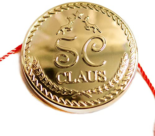 Santa’s Button | Extra Large Gold 1.5” Diameter Zinc Alloy Santa Claus Lost Button with Red Thread for Christmas Morning