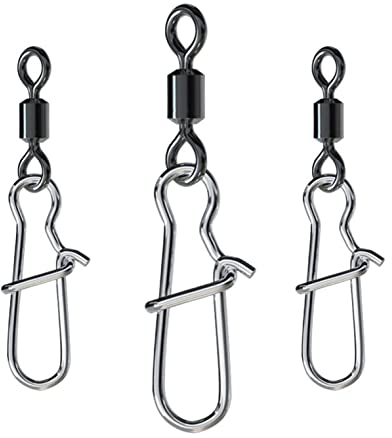CRAZY SHARK 50 Stück Angelwirbel Set Angeln Edelstahl Barrel Wirbel Angel-Zubehör Set Schnell Rollende Angeln Connector Lock Snaps Line zu Haken Spinnwirbel, 12#