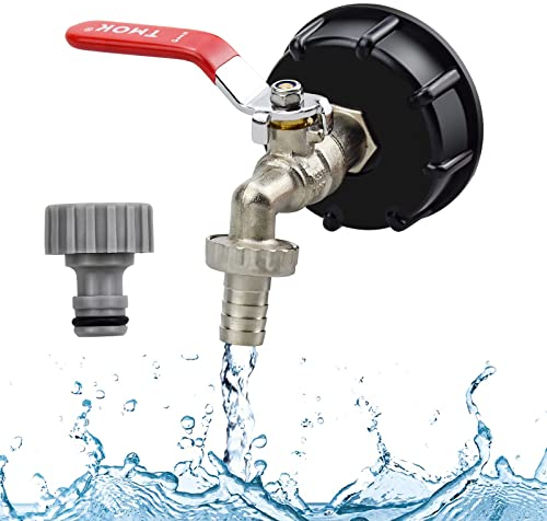 IBC Adaptador con Grifo, Grifo para Depósito de Agua de Lluvia IBC,Válvula de Boca,para Jardines al Aire Libre（Latón）