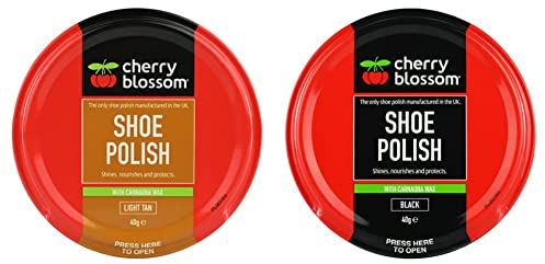 Cherry Blossom Shoe Polish Light Tan 40g & Black Shoe Polish, 40g