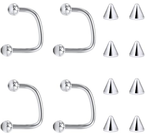 Lcolyoli 16G Labret Jewelry Surgical Steel Lip Rings Hoops C-Shaped Snake Bite Piercing Jewelry Medusa Piercing Jewelry for Women Men Silvertone