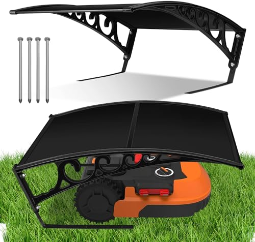Eulenke Mähroboter Garage Dach Carport für Rasenmäher Rasenroboter, 106x87x50cm, Rasenroboter Garage für Garten Witterungsbeständig UV Schutz, Mährobotergarage inkl. Montagematerial, Schwarz