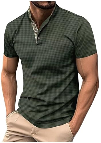 HAOLEI Polos Shirts for Men Adult UK Clearance Waffle Plain Lightweight Golf Casual Collared Tops Breathable Work Shirts Summer Patchwork Short Sleeve T Shirts Buttons Basic Tees