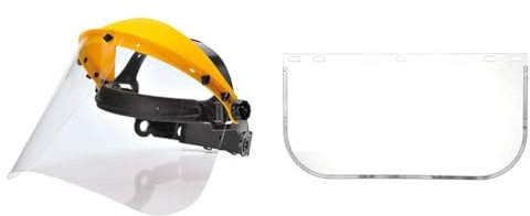 Portwest Browguard with Clear Visor, Size: One Size, Colour: Clear, PW91CLR & Replacement Shield Plus Visor, Color: Clear, Size: 20X40CM, PW99CLR