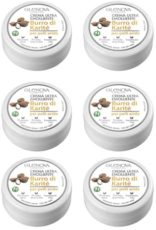 GLENOVA Crema Multiuso Burro di karitè uso quotidiano Vegana 120 ml x 6