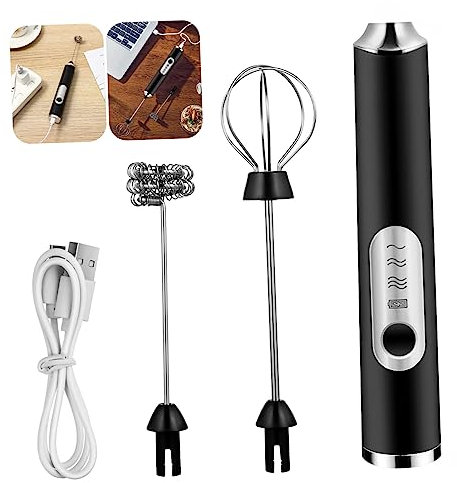 FUNOMOCYA Batidor Eléctrico De Mano Recargable Usb Velocidades Con Dos Varillas Para Espuma De Leche Batir Huevos y Mezclar Café Matcha Ligero y Compacto Para Uso Doméstico y Viaje