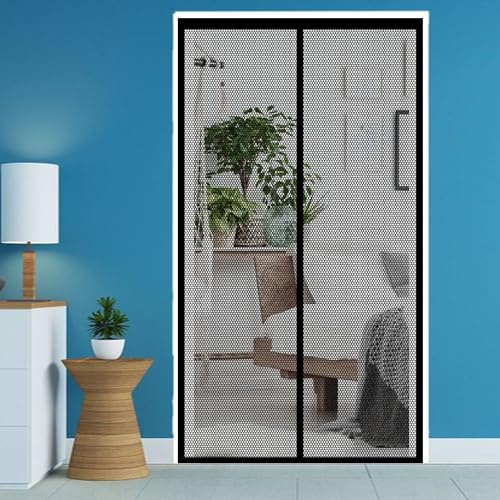 Zanzariera Magnetica per Porte Finestre 63 x 209 cm Anti Insetti Traspirante Tenda Magnetica Traspirante per Porte D'Ingresso, Cortili, Nero