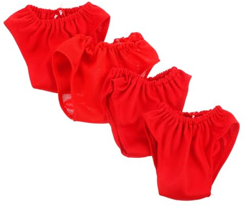 MOLUCKFU Lot de 4 Culottes pour Poupées 45-60 Cm, Mini sous-vêtements Rouges en Tissu Doux, Accessoire de Jeu D'imitation Garçon et Filles pour Habillage de Poupées Réaliste