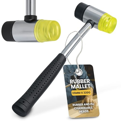 Instalguru Schonhammer 320 g 35 mm Blechhammer Zinnhammer Doppelkopf Gummihammer Plastikhammer Gummi Kunststoff Ausbeulhammer Blech Karoserie Bodenleger Fliesen