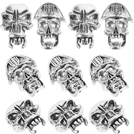 COMPUKAS Rastas y Cuentas para Barba 10 Piezas Adornos Calavera para Trenzas, Accesorios para Cabello en Estilo Retro para Hombres en Festivales y Uso Diario