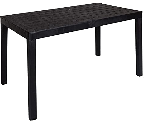Rechteckiger Tisch aus Polypropylen, Farbe Anthrazit mit Lamelleneffekt, 138 x 80 x h72 cm