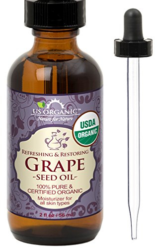 US Organic Grape Seed Oil, USDA Certified Organic, 100% Pure & Natural, Cold Pressed Virgin, Unrefined, in Amber Glass Bottle w/Glass Eyedropper for Easy Application (2 oz (56 ml))