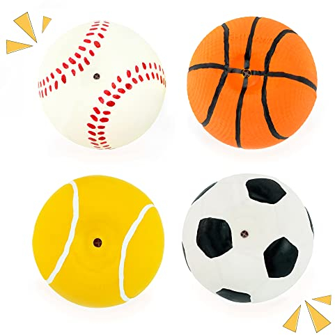 Chiwava 4 Stück 2.4 Zoll Kleine Hunde Hundespielzeug aus Latex mit Quietschend für kleine und mittelgroße Hunde interaktives Kauen mit Sound