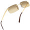 grinderPUNCH Kleine schlanke 90er beliebte neunziger rechteckige Sonnenbrille klare randlose Brille (goldener Rahmen - braun)