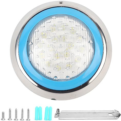54W LED Pool Light IP68 Waterproof Stainless Steel Underwater Swimming Pool Light 12V Wall Mounted Lamp 5400LM White Light for Aquarium 11.02 Inch