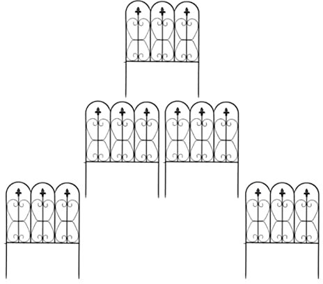 GiantexUK Metal Garden Fencing, Outdoor Decorative Wire Patio Fence, Folding Flower Bed Border Animals Barrier (32in x 10ft)