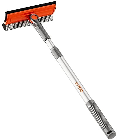 eazer Professional Window Squeegee, 2-in-1 Rotatable Squeegee for Window Cleaning Kit, Window Cleaner Tool, Window Cleaning Equipment with Extension Pole (51-76 cm) for Shower/Windshield