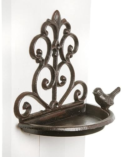 Spetebo Deko Wand Vogelfutterstelle aus Gusseisen - ca. 18 cm - Vogel Tränke Wasserbad Garten Terrasse Balkon