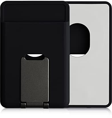 kwmobile Kartenhalter kompatibel mit Apple iPhone 16/15 / 14/13 / 12 Serie - Kartenfach Halter magnetisch mit Standfunktion - Handy Kartenetui kompatibel mit MagSafe - Schwarz