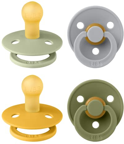 BIBS Colour Schnuller 4er-Pack, BPA-frei, Kirschform Nippel. Naturkautschuk/Latex, Hergestellt in Dänemark. 0-6 Monate (4er Pack), Green Garden Lush