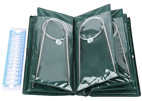 Aeelike Circular Knitting Needles 40cm, Metal Round Knitting Needles Set for Beginners, with Case and Needle Gauge, 40cm Short Circular Needles for Knitting Socks, Hats or Small Project