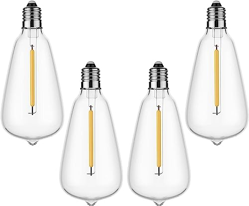 GLUROO 4 Stück LED E12 Edison Screw Birnen, 1 W warmweiße Ersatzbirne für ST38 Outdoor String Lights, 2200K AC230V bruchsichere wasserdichte Birnen für Indoor Outdoor Dekoration
