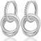 WOVEE Creolen Silber 925 mit Anhänger, Ohrringe Silber 925 Hängend AAA Zirkonia Kreis Ohrhänger Damenohrringe Ohrschmuck für Mädchen Frauen