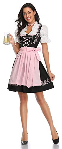 Costumi per l'Oktoberfest da donna Dirndl tedesco, 3 pezzi, costume bavarese, abiti tradizionali per Oktoberfest, birra, cameriera, grembiule scozzese, carnevale, Halloween, cosplay, giochi di ruolo