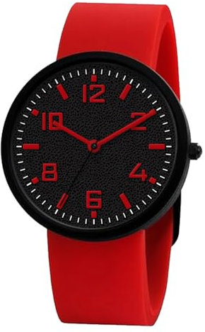 Comtex Uhr Rot Silikon Damenuhr Simulierter Quarz Digital Band Wasserdichte Sportuhr für Mädchen, Jugendliche und Kinder