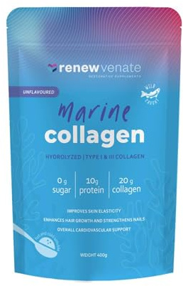 RenewVenate Hydrolyzed Collagen Peptides Powder 400g – Supports Skin, Hair, Nails & Joint Health – Non-GMO, Gluten-Free, Keto-Friendly Collagen Supplement for Women