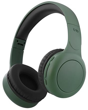 T'nB - Casque Bluetooth sans Fil, Supra-Auriculaire Confortable, Pads en Mousse, Microphone Intégré, Arceau Réglable, Autonomie 24h, Léger Et Pliable - Vert