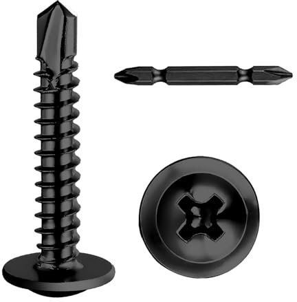 SHUNCHG 150 unidades Tornillos Autorroscantes Cabeza Redonda Plana, M4,2 x 19 mm Acero Inoxidable 410, M4.2, con Ranura en Cruz, con Destornillador, para Acero, Chapa